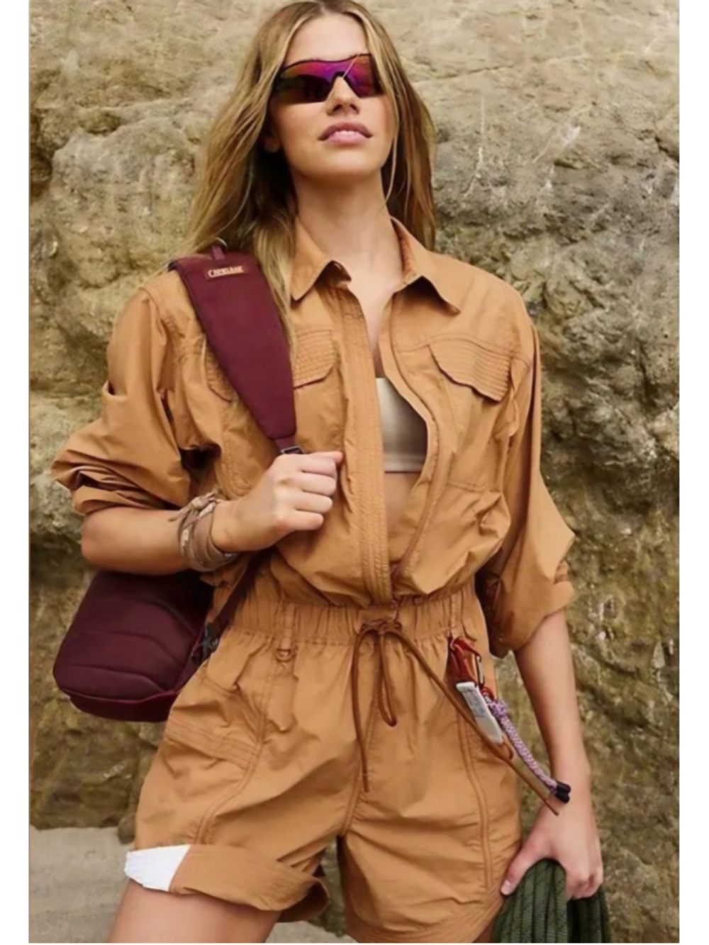 Women's Free People Romper Size S Brown Utility Jumpsuit